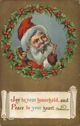 Joy to your household, and Peace to your heart Santa Claus Postcard Postcard Postcard