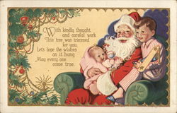 Santa and Children Postcard