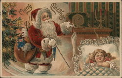 Girl Sleeping When Santa Arrives Postcard