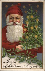 Merry Christmas with Santa and Tree Postcard