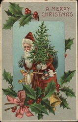 Santa with Tree Postcard