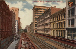 Elevated Loop, Wabash Avenue Postcard