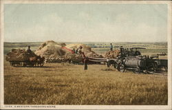 A Western Threshing Scene - Steam Tractors Postcard