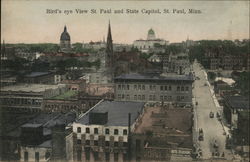 Bird's Eye View, St. Paul and State Capitol Minnesota Postcard Postcard Postcard