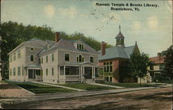 Masonic Temple & Brooks Library Brattleboro, VT Postcard Postcard Postcard