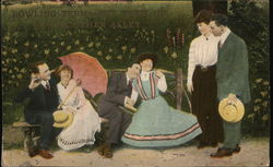 Couples in the Park "Bowling Terms" Postcard Postcard Postcard