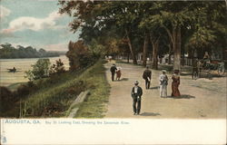 Bay St. Looking East, Showing the Savannah River Postcard