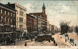 Front Street on Harrington Corner Worcester, MA Postcard Postcard Postcard