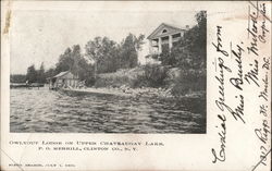 Owlyout Lodge on Upper Chateaugay Lake, P.O.Clinton Co. Postcard