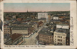 Bird's Eye View of Worcester From City Hall Tower Massachusetts Postcard Postcard Postcard