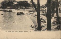 East Beach, Bell Island, Norwalk Harbor Postcard