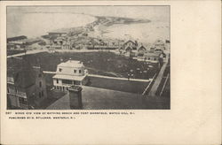 Birds Eye View of Bathing Beach and Fort Mansfield Postcard