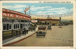 First and Main Streets Postcard