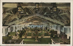 Grand Canyon Hotel Lounge From Office - Yellowstone Park Postcard