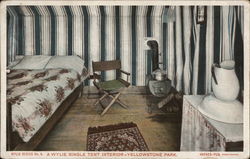 A. Wylie Single Tent Interior - Yellowstone Park Postcard