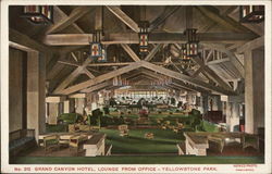 Grand Canyon Hotel, Lounge from Office, Yellowstone Park Postcard