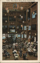 Lobby, Many Glacier Hotel, Glacier National Park Postcard