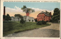 Trolley Station and Exchange, Fire Station and Power House, St. Lawrence State Hospital Ogdensburg, NY Postcard Postcard Postcard