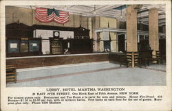 Lobby, Hotel Martha Washington Postcard