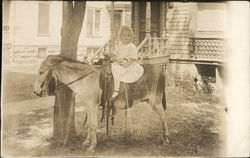 Girl on Donkey Postcard