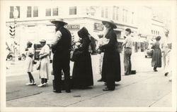 Amish Family on Street Corner Postcard