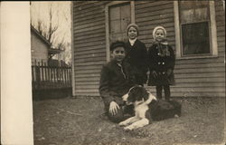 Children and Their Dog Postcard