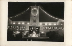 Building Decorated with Crescent Star Flags, Shriners? Turkey? Buildings Postcard Postcard Postcard