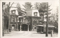 Trolley Outside Home or Station Postcard