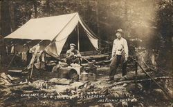 Men at State Camp, Owls Head Mountain Long Lake, NY Postcard Postcard Postcard