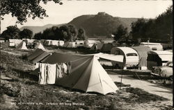 Camping Below Rheineck Castle Postcard