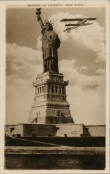 Statue of Liberty, Bi-Plane New York City, NY Postcard Postcard Postcard