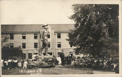 Lecture in front of large statue, college campus? Events Postcard Postcard Postcard