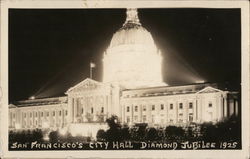 San Francisco City Hall, Diamond Jubilee 1925 Postcard