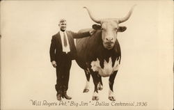 Will Rogers Pet, "Big Jim" - Dallas Centennial 1936 Postcard