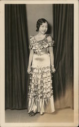 Posing in Formal Silk Dress Postcard