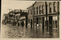 Flooded Downtown Street Marietta, OH Disasters Postcard Postcard Postcard