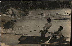 Men Catching Huge Fish Postcard