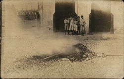 Kids Standing, Watching Fire Children Postcard Postcard Postcard