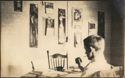 Student Working at Table, University of Missouri, circa 1914 Postcard