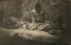 Photo of Two Men in Bed - One with Gun Postcard Postcard Postcard