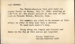 Correspondence Card for Polish American Club Picnic Committee Postcard