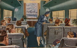 Comfortable seating for every passenger regardless of stature is assured in the new Chessie coaches. Trains, Railroad Postcard P Postcard