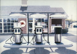 "Sentinals" Mobil Gas Pumps Postcard