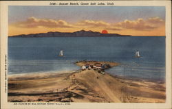 Sunset Beach, Great Salt Lake, Utah Postcard