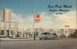 Fort Peck Motel, Mobile Service Station Postcard