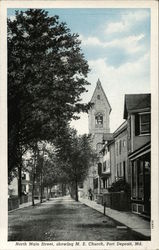 North Main Street, Showing M.E. Church Postcard