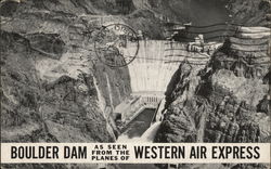 Aerial View of the Boulder Dam Airline Advertising Postcard Postcard Postcard