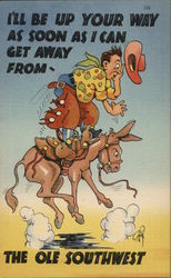 Cowboy on Bucking Bronco Postcard