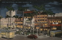 Night View of Plaza San Diego, CA Postcard Postcard Postcard