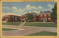 High School, Grade School and Auditorium Emporia, VA Postcard Postcard Postcard